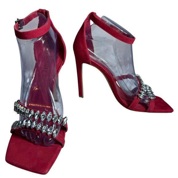 Schutz LINSEY Red Jewel Strap Heels – Size 9.5B - Picture 3 of 14
